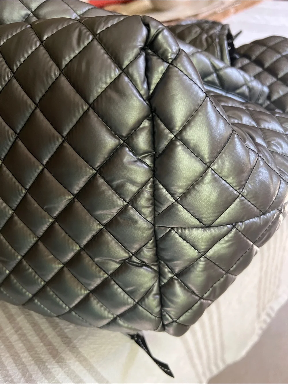Oliver Thomas Quilted Black Tote Tennis Bag with Detachable Strap and Pouch.